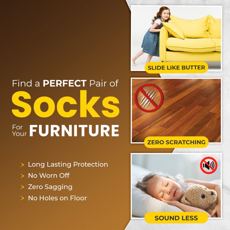 IAMZAY 48 Pcs Brown Premium Chair Leg Socks Protectors for Hardwood Floors - Not Falling Off - Easy to Put On - Fits Round and Square Legs - High Elastic Bar Stool Leg Covers - Furniture Pads for All Shapes - Image 4